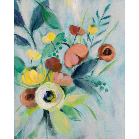 Colorful Elegant Floral I White Modern Wood Framed Art Print by Vassileva, Silvia