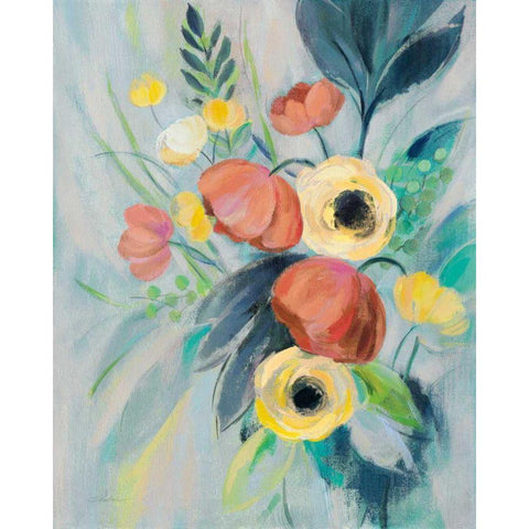 Colorful Elegant Floral II Black Modern Wood Framed Art Print with Double Matting by Vassileva, Silvia