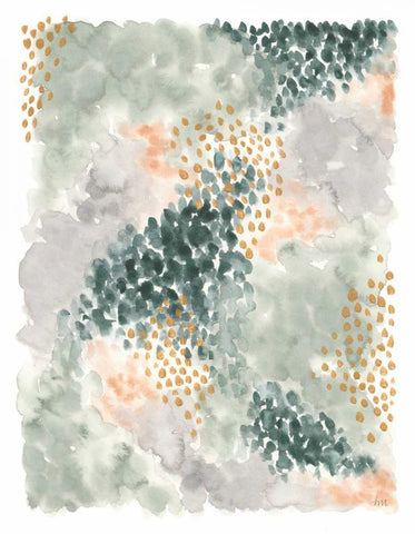 Spring Blooms II v2 White Modern Wood Framed Art Print with Double Matting by Marshall, Laura