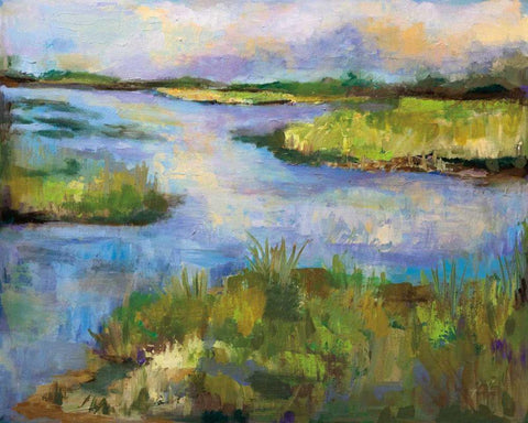 Connecticut Marsh White Modern Wood Framed Art Print with Double Matting by Vertentes, Jeanette