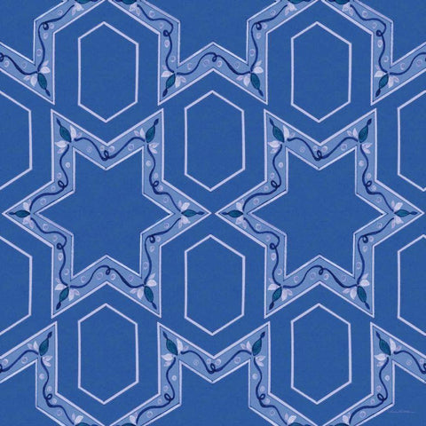 Celebrating Hanukkah Pattern VIII Black Ornate Wood Framed Art Print with Double Matting by McKenna, Kathleen Parr