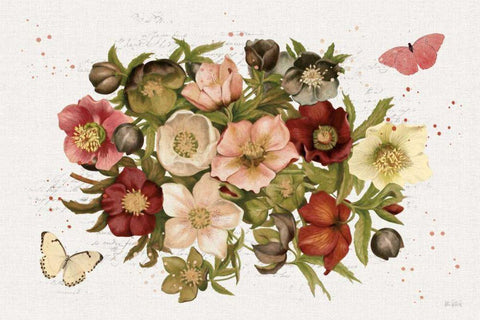 Vintage Petals IV White Modern Wood Framed Art Print with Double Matting by Pertiet, Katie