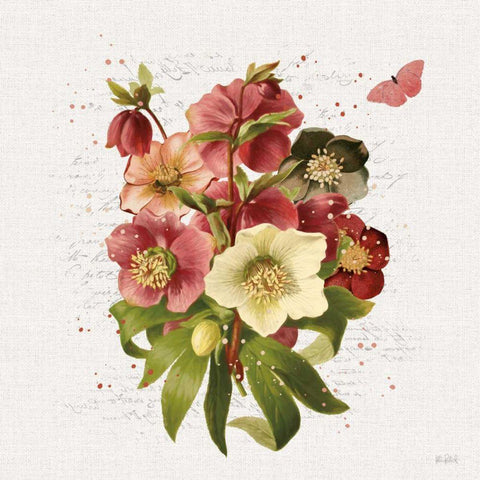 Vintage Petals V Black Modern Wood Framed Art Print with Double Matting by Pertiet, Katie