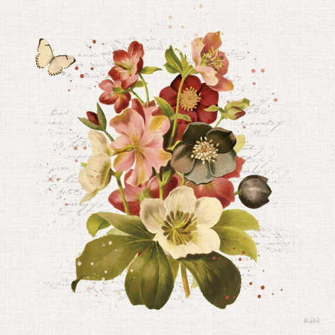Vintage Petals VI Black Ornate Wood Framed Art Print with Double Matting by Pertiet, Katie