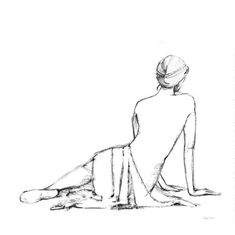 Figure Study II BW White Modern Wood Framed Art Print with Double Matting by Tillmon, Avery