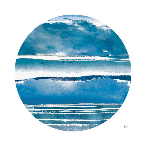 By the Sea Circle Black Modern Wood Framed Art Print by Aiken, Jess