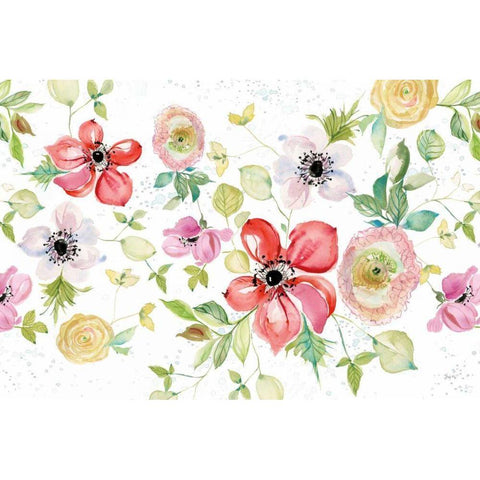 Spray of Anemones I Black Modern Wood Framed Art Print with Double Matting by Rice, Kristy