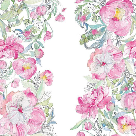 Pink Peonies Pattern I Black Ornate Wood Framed Art Print with Double Matting by Rice, Kristy