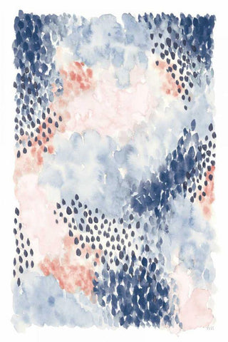 Spring Blooms I Blue White Modern Wood Framed Art Print with Double Matting by Marshall, Laura