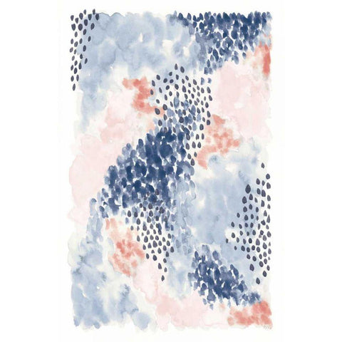 Spring Blooms II Blue Black Modern Wood Framed Art Print with Double Matting by Marshall, Laura