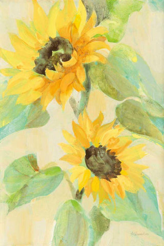 Sunny Blooms White Modern Wood Framed Art Print with Double Matting by Hristova, Albena