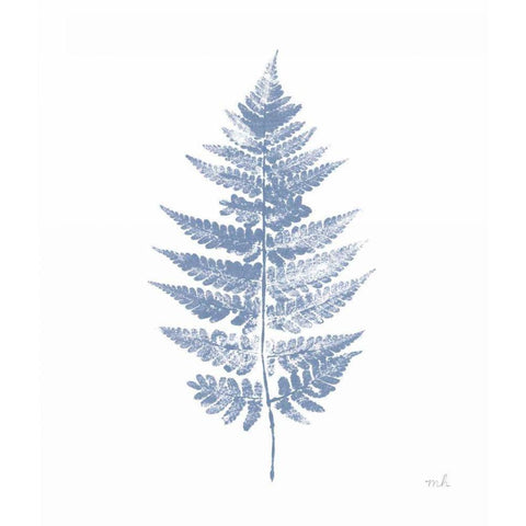 Fern Print I Blue No Shiplap Black Modern Wood Framed Art Print with Double Matting by Hershey, Moira
