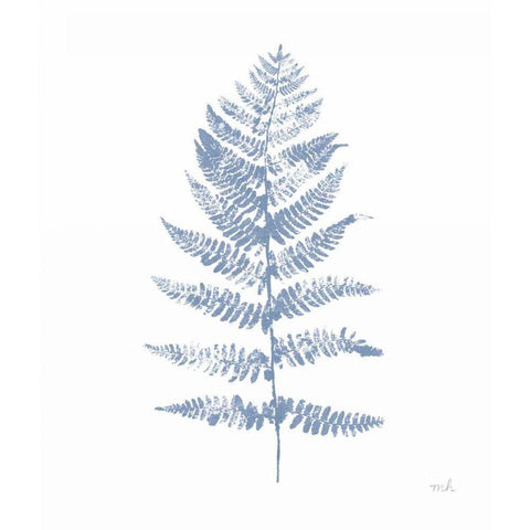 Fern Print II Blue No Shiplap White Modern Wood Framed Art Print by Hershey, Moira