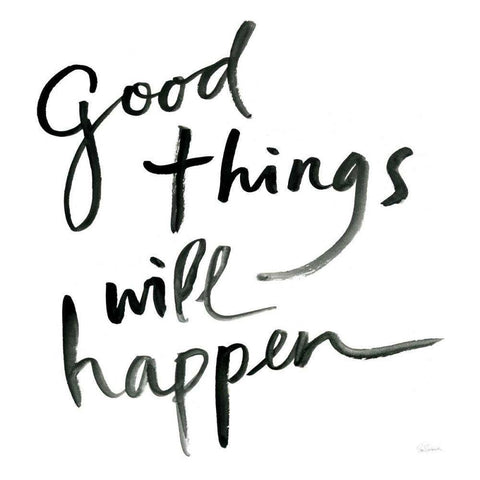 Good Things Will Happen Sq Gold Ornate Wood Framed Art Print with Double Matting by Schlabach, Sue