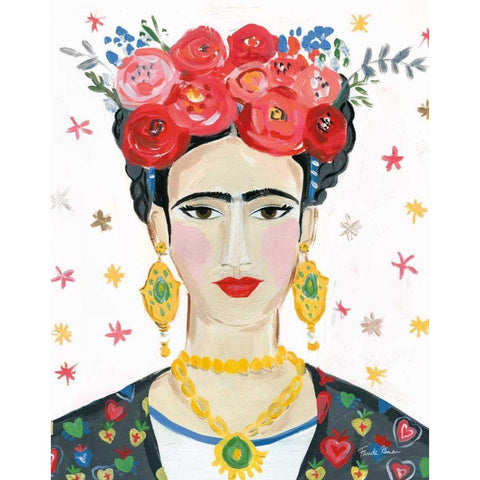 Homage to Frida Bright White Modern Wood Framed Art Print by Zaman, Farida