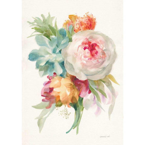 Garden Bouquet I v2 Gold Ornate Wood Framed Art Print with Double Matting by Nai, Danhui