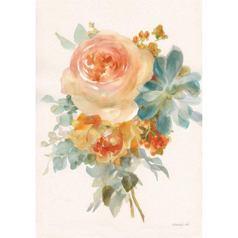 Autumn Garden Bouquet II v2 Gold Ornate Wood Framed Art Print with Double Matting by Nai, Danhui