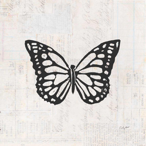 Butterfly Stamp BW Black Ornate Wood Framed Art Print with Double Matting by Prahl, Courtney