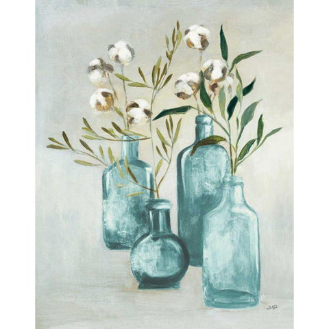 Cotton Still Life II Blue Black Modern Wood Framed Art Print with Double Matting by Purinton, Julia