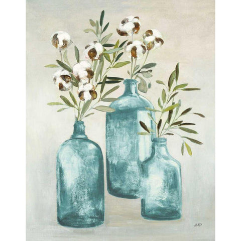 Cotton Still Life III Blue White Modern Wood Framed Art Print by Purinton, Julia