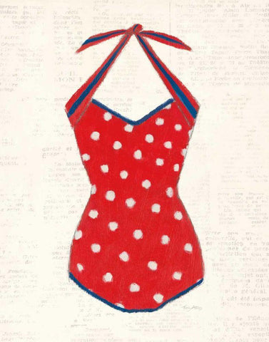 Retro Swimwear II Newsprint Black Ornate Wood Framed Art Print with Double Matting by Adams, Emily