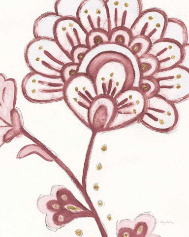 Flora Chinoiserie III Pink White Modern Wood Framed Art Print with Double Matting by Adams, Emily