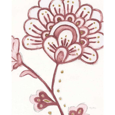 Flora Chinoiserie III Pink Gold Ornate Wood Framed Art Print with Double Matting by Adams, Emily