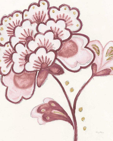 Flora Chinoiserie IV Pink White Modern Wood Framed Art Print with Double Matting by Adams, Emily