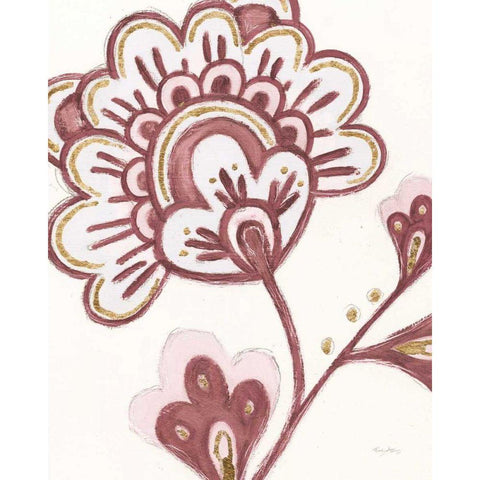 Flora Chinoiserie VI Pink Black Modern Wood Framed Art Print with Double Matting by Adams, Emily