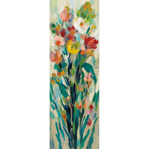 Tall Bright Flowers Cream I Black Modern Wood Framed Art Print with Double Matting by Vassileva, Silvia