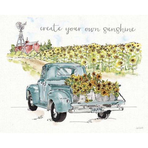 Sunflower Fields VI Gold Ornate Wood Framed Art Print with Double Matting by Tavoletti, Anne