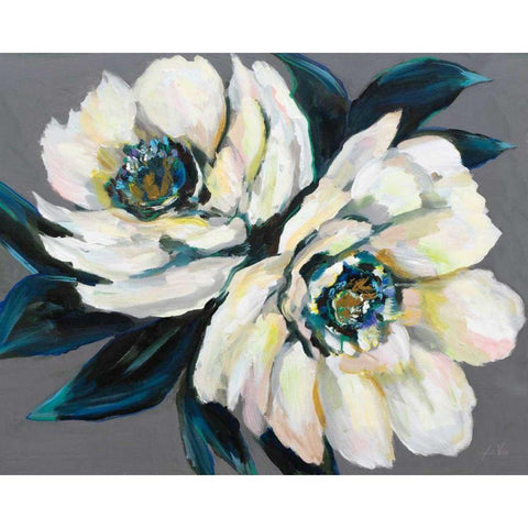 Peonies Black Modern Wood Framed Art Print with Double Matting by Vertentes, Jeanette
