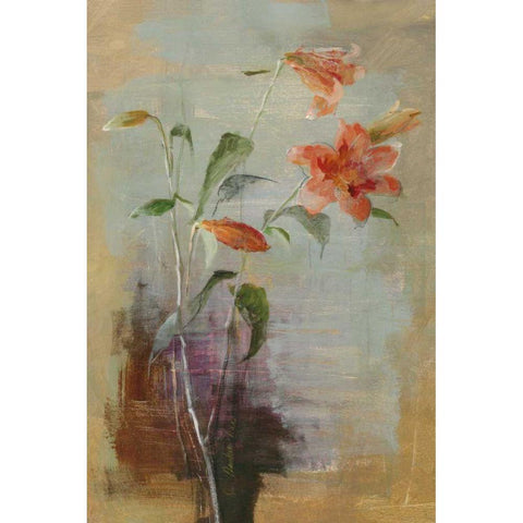 Contemporary Lilies I Crop Black Modern Wood Framed Art Print with Double Matting by Nai, Danhui