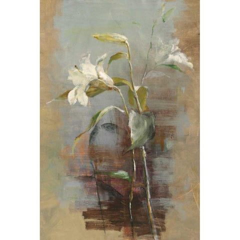 Contemporary LIlies II Gold Ornate Wood Framed Art Print with Double Matting by Nai, Danhui