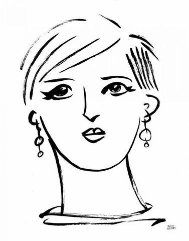 Making Faces II White Modern Wood Framed Art Print with Double Matting by Averinos, Melissa