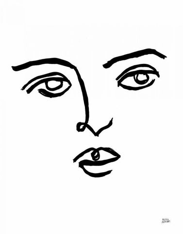 Making Faces VI Black Ornate Wood Framed Art Print with Double Matting by Averinos, Melissa