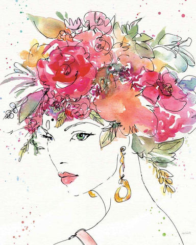 Floral Figures II Black Ornate Wood Framed Art Print with Double Matting by Tavoletti, Anne