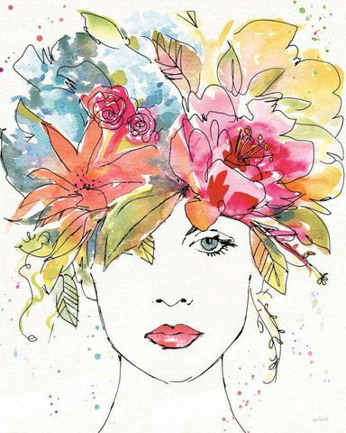 Floral Figures III White Modern Wood Framed Art Print with Double Matting by Tavoletti, Anne