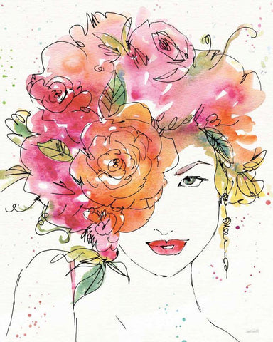 Floral Figures IV Black Ornate Wood Framed Art Print with Double Matting by Tavoletti, Anne