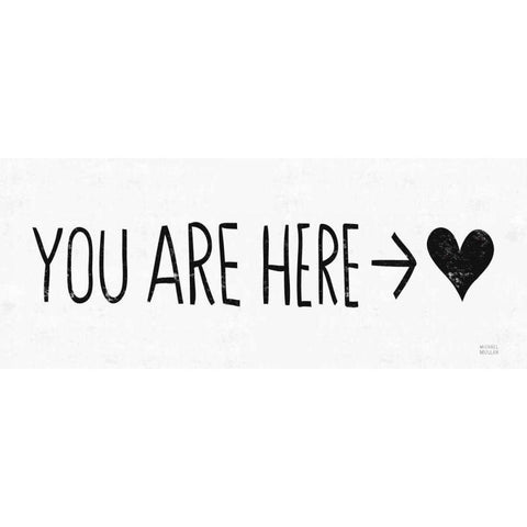 You Are Here BW Gold Ornate Wood Framed Art Print with Double Matting by Mullan, Michael