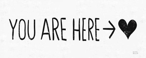 You Are Here BW White Modern Wood Framed Art Print with Double Matting by Mullan, Michael