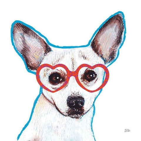 Bespectacled Pet I White Modern Wood Framed Art Print with Double Matting by Averinos, Melissa