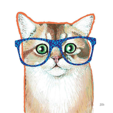 Bespectacled Pet II White Modern Wood Framed Art Print by Averinos, Melissa