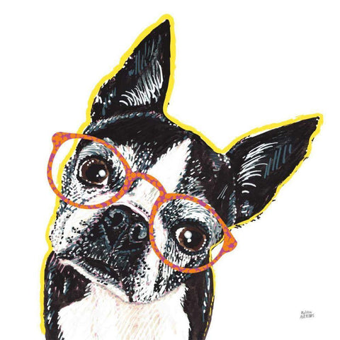 Bespectacled Pet IV White Modern Wood Framed Art Print by Averinos, Melissa