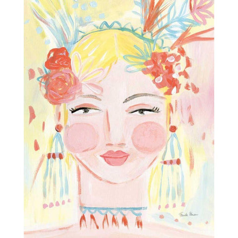 Boho Lady I White Modern Wood Framed Art Print by Zaman, Farida