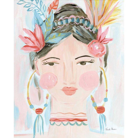 Boho Lady II White Modern Wood Framed Art Print by Zaman, Farida