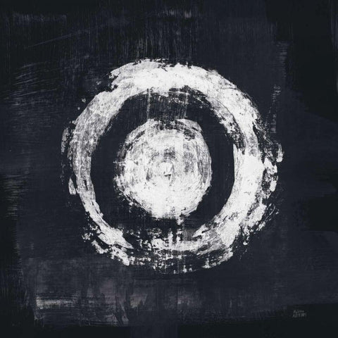 Zen Circle II Black Crop Black Ornate Wood Framed Art Print with Double Matting by Averinos, Melissa