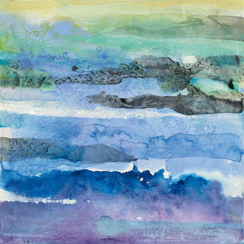 Abstract Layers I Black Ornate Wood Framed Art Print with Double Matting by Hristova, Albena