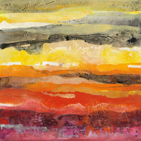 Abstract Layers II Black Modern Wood Framed Art Print by Hristova, Albena