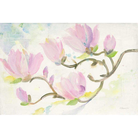 Flowering Branches White Modern Wood Framed Art Print by Hristova, Albena